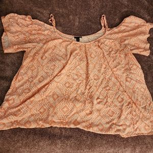 Torrid pink, open shoulder top.  Size 2